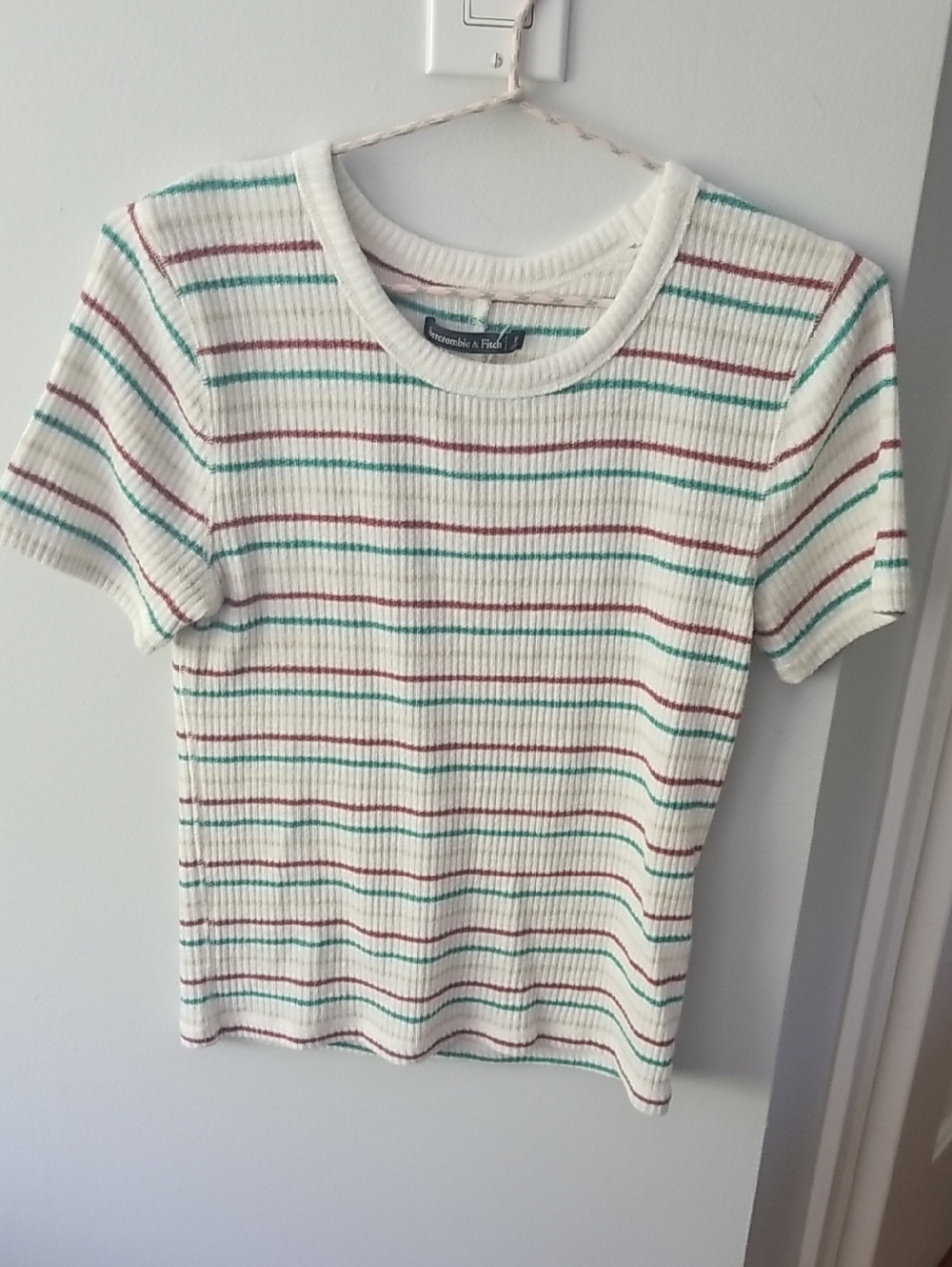 Abercrombie & Fitch White Ribbed Sweater Tee